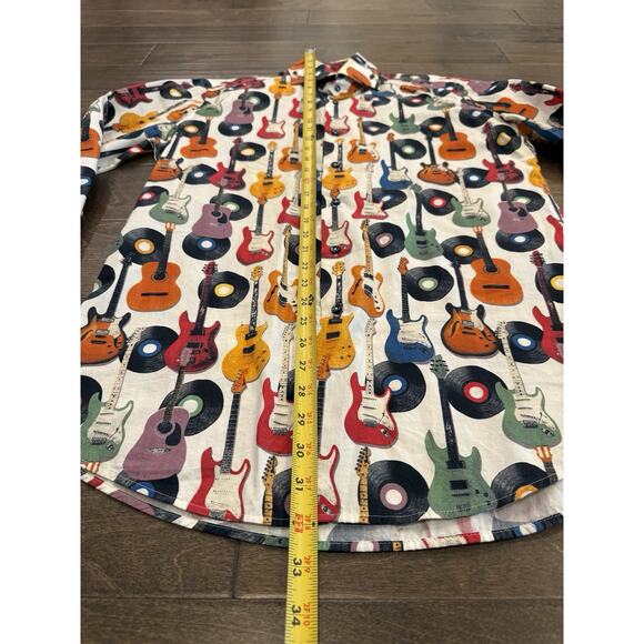 Vintage 717 Refined Mens Guitar Print Long Sleeve Button Shirt Size M MEDIUM - Picture 8 of 9